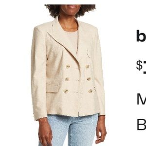 NWT ba&sh Baz Beige Double Breasted Wool Blend Lady Blazer Jacket Size 2/Medium